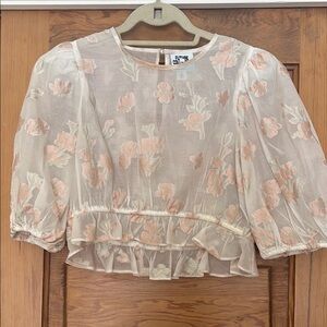 Floral Sheer Blouse - Cream and Pink